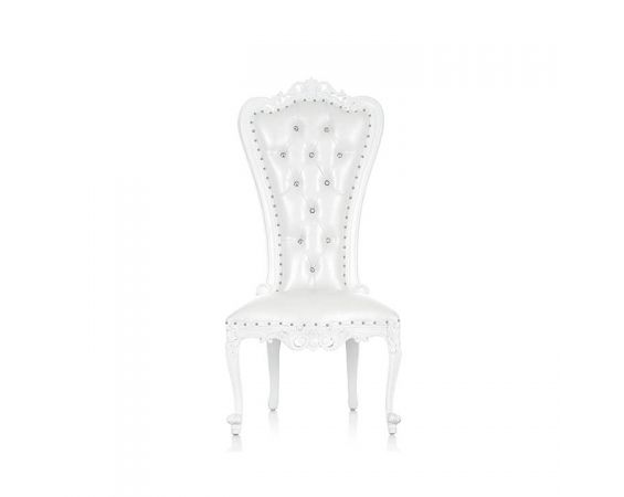 Throne Chairs - Armless White Tufted 